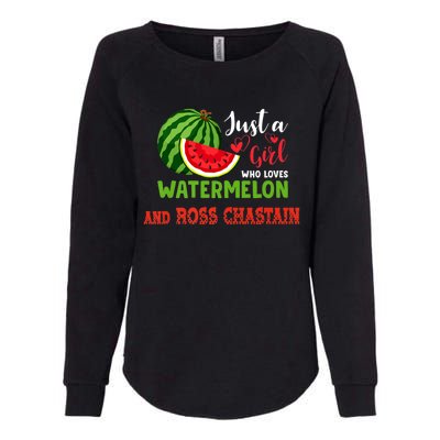 JUST A GIRL WHO LOVES WATERMELON AND ROSS CHASTAIN Premium Womens California Wash Sweatshirt