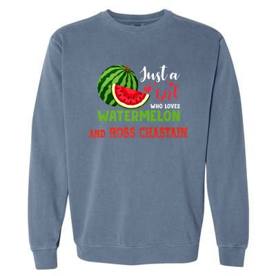 JUST A GIRL WHO LOVES WATERMELON AND ROSS CHASTAIN Premium Garment-Dyed Sweatshirt