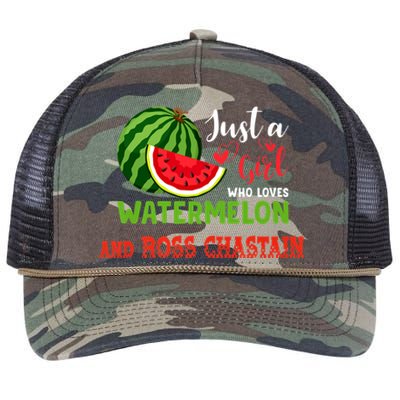 JUST A GIRL WHO LOVES WATERMELON AND ROSS CHASTAIN Premium Retro Rope Trucker Hat Cap