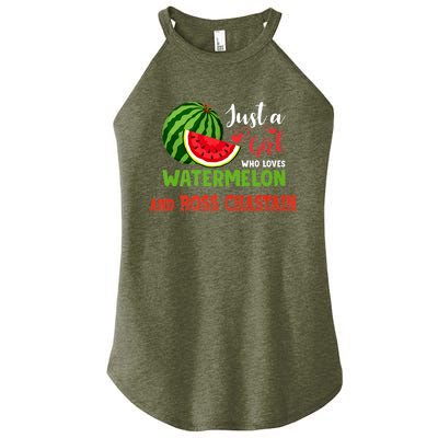 JUST A GIRL WHO LOVES WATERMELON AND ROSS CHASTAIN Premium Women's Perfect Tri Rocker Tank