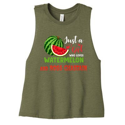 JUST A GIRL WHO LOVES WATERMELON AND ROSS CHASTAIN Premium Women's Racerback Cropped Tank