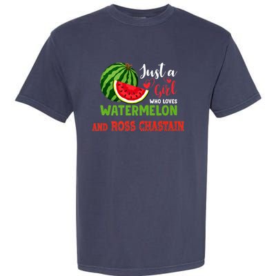 JUST A GIRL WHO LOVES WATERMELON AND ROSS CHASTAIN Premium Garment-Dyed Heavyweight T-Shirt