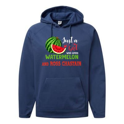 JUST A GIRL WHO LOVES WATERMELON AND ROSS CHASTAIN Premium Performance Fleece Hoodie