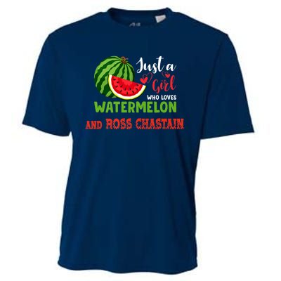 JUST A GIRL WHO LOVES WATERMELON AND ROSS CHASTAIN Premium Cooling Performance Crew T-Shirt