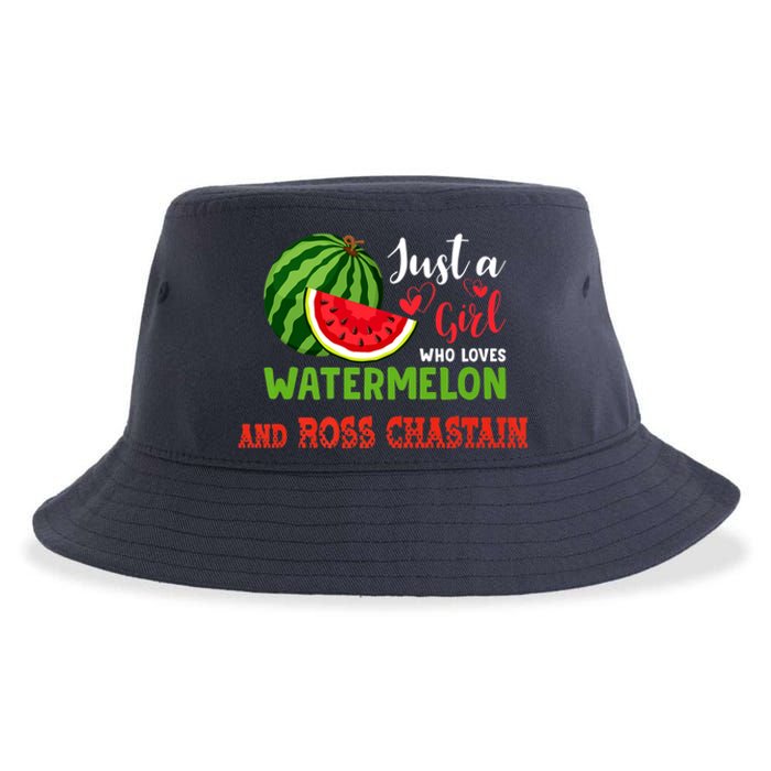 JUST A GIRL WHO LOVES WATERMELON AND ROSS CHASTAIN Premium Sustainable Bucket Hat