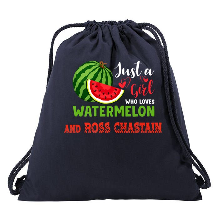 JUST A GIRL WHO LOVES WATERMELON AND ROSS CHASTAIN Premium Drawstring Bag