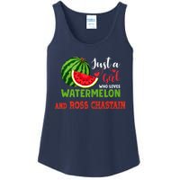 JUST A GIRL WHO LOVES WATERMELON AND ROSS CHASTAIN Premium Ladies Essential Tank