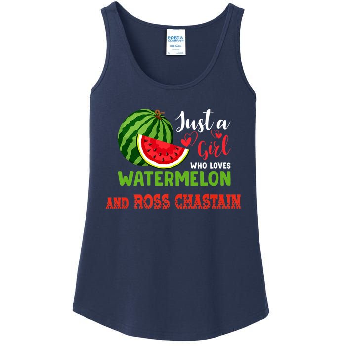 JUST A GIRL WHO LOVES WATERMELON AND ROSS CHASTAIN Premium Ladies Essential Tank