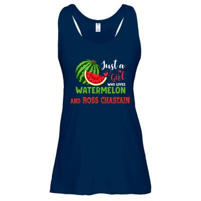 JUST A GIRL WHO LOVES WATERMELON AND ROSS CHASTAIN Premium Ladies Essential Flowy Tank