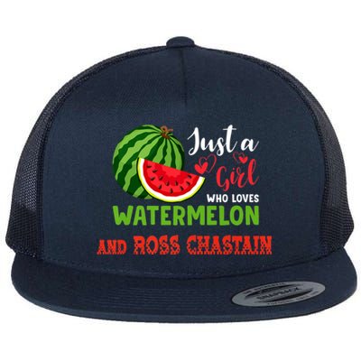 JUST A GIRL WHO LOVES WATERMELON AND ROSS CHASTAIN Premium Flat Bill Trucker Hat