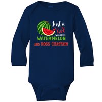 JUST A GIRL WHO LOVES WATERMELON AND ROSS CHASTAIN Premium Baby Long Sleeve Bodysuit