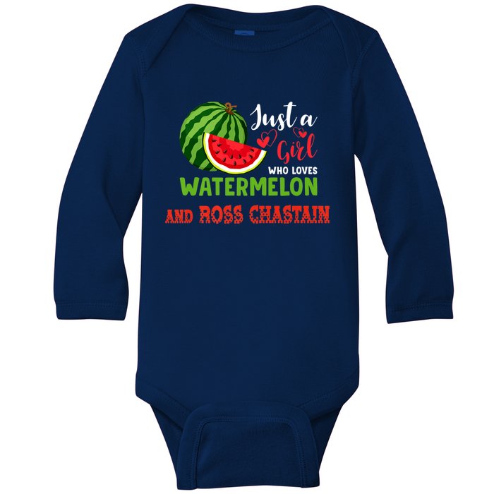 JUST A GIRL WHO LOVES WATERMELON AND ROSS CHASTAIN Premium Baby Long Sleeve Bodysuit