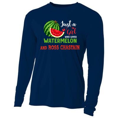 JUST A GIRL WHO LOVES WATERMELON AND ROSS CHASTAIN Premium Cooling Performance Long Sleeve Crew