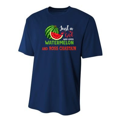 JUST A GIRL WHO LOVES WATERMELON AND ROSS CHASTAIN Premium Youth Performance Sprint T-Shirt