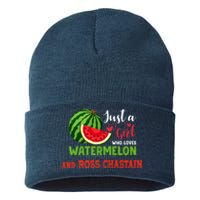 JUST A GIRL WHO LOVES WATERMELON AND ROSS CHASTAIN Premium Sustainable Knit Beanie