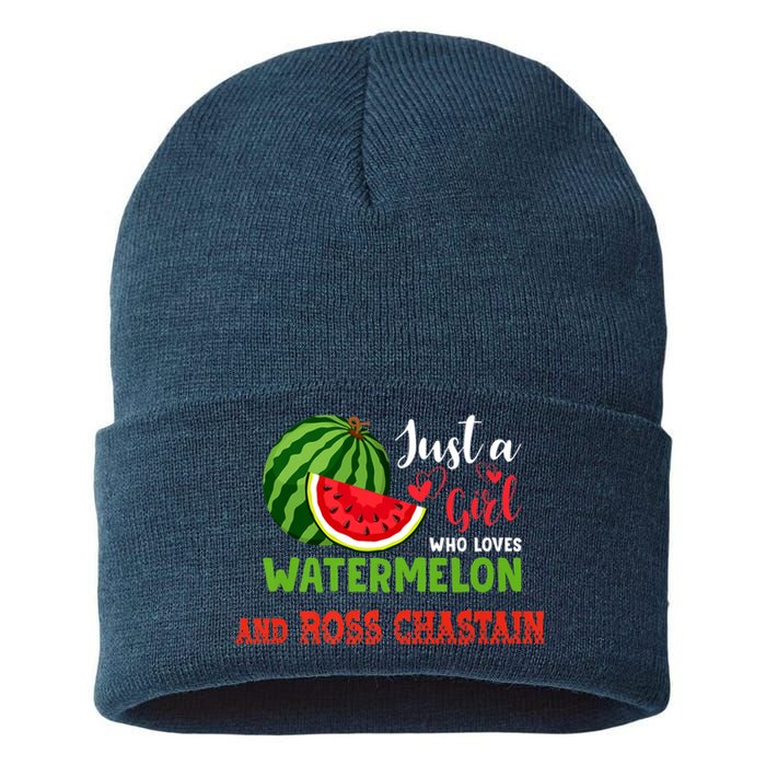 JUST A GIRL WHO LOVES WATERMELON AND ROSS CHASTAIN Premium Sustainable Knit Beanie