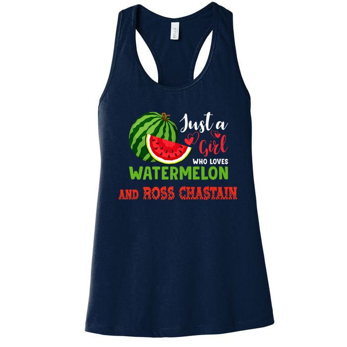 JUST A GIRL WHO LOVES WATERMELON AND ROSS CHASTAIN Premium Women's Racerback Tank