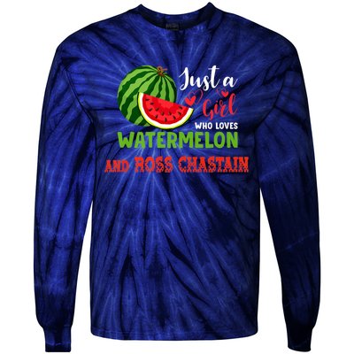 JUST A GIRL WHO LOVES WATERMELON AND ROSS CHASTAIN Premium Tie-Dye Long Sleeve Shirt