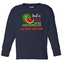 JUST A GIRL WHO LOVES WATERMELON AND ROSS CHASTAIN Premium Toddler Long Sleeve Shirt