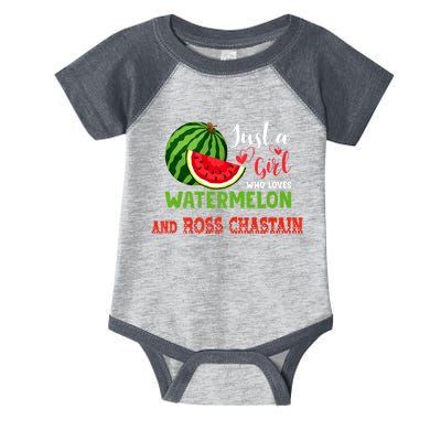 JUST A GIRL WHO LOVES WATERMELON AND ROSS CHASTAIN Premium Infant Baby Jersey Bodysuit