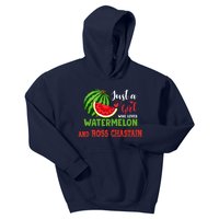 JUST A GIRL WHO LOVES WATERMELON AND ROSS CHASTAIN Premium Kids Hoodie