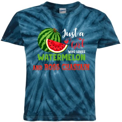 JUST A GIRL WHO LOVES WATERMELON AND ROSS CHASTAIN Premium Kids Tie-Dye T-Shirt