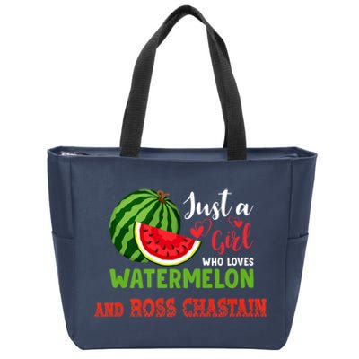 JUST A GIRL WHO LOVES WATERMELON AND ROSS CHASTAIN Premium Zip Tote Bag