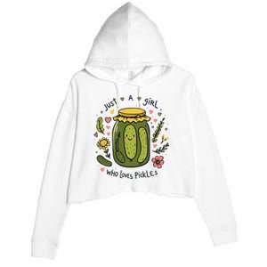 Just A Girl Who Loves Pickles Crop Fleece Hoodie