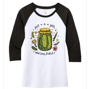 Just A Girl Who Loves Pickles Women's Tri-Blend 3/4-Sleeve Raglan Shirt