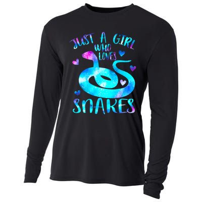 Just A Girl Who Loves Snakes Theme Cute Snake Lover Galaxy Cute Gift Cooling Performance Long Sleeve Crew