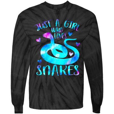 Just A Girl Who Loves Snakes Theme Cute Snake Lover Galaxy Cute Gift Tie-Dye Long Sleeve Shirt