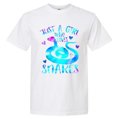 Just A Girl Who Loves Snakes Theme Cute Snake Lover Galaxy Cute Gift Garment-Dyed Heavyweight T-Shirt