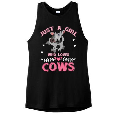 Just A Girl Who Loves Cows Cool Gift Ladies PosiCharge Tri-Blend Wicking Tank