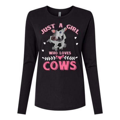 Just A Girl Who Loves Cows Cool Gift Womens Cotton Relaxed Long Sleeve T-Shirt