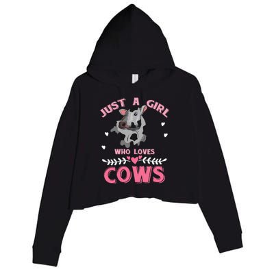 Just A Girl Who Loves Cows Cool Gift Crop Fleece Hoodie