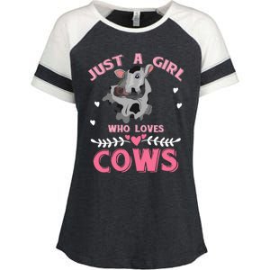 Just A Girl Who Loves Cows Cool Gift Enza Ladies Jersey Colorblock Tee