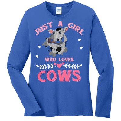 Just A Girl Who Loves Cows Cool Gift Ladies Long Sleeve Shirt