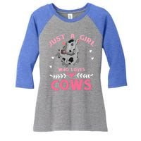 Just A Girl Who Loves Cows Cool Gift Women's Tri-Blend 3/4-Sleeve Raglan Shirt