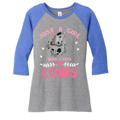 Just A Girl Who Loves Cows Cool Gift Women's Tri-Blend 3/4-Sleeve Raglan Shirt