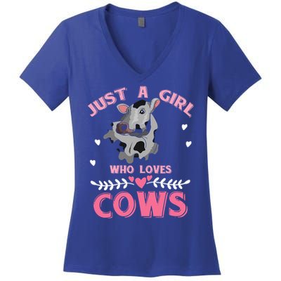 Just A Girl Who Loves Cows Cool Gift Women's V-Neck T-Shirt