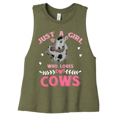 Just A Girl Who Loves Cows Cool Gift Women's Racerback Cropped Tank