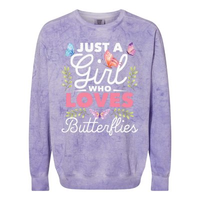 Just A Girl Who Loves Butterflies Nature Butterfly Lover Colorblast Crewneck Sweatshirt