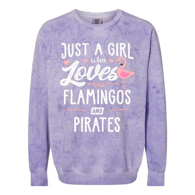 Just A Girl Who Loves Flamingos And Pirates Gift Flamingo Colorblast Crewneck Sweatshirt