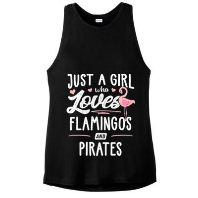 Just A Girl Who Loves Flamingos And Pirates Gift Flamingo Ladies PosiCharge Tri-Blend Wicking Tank