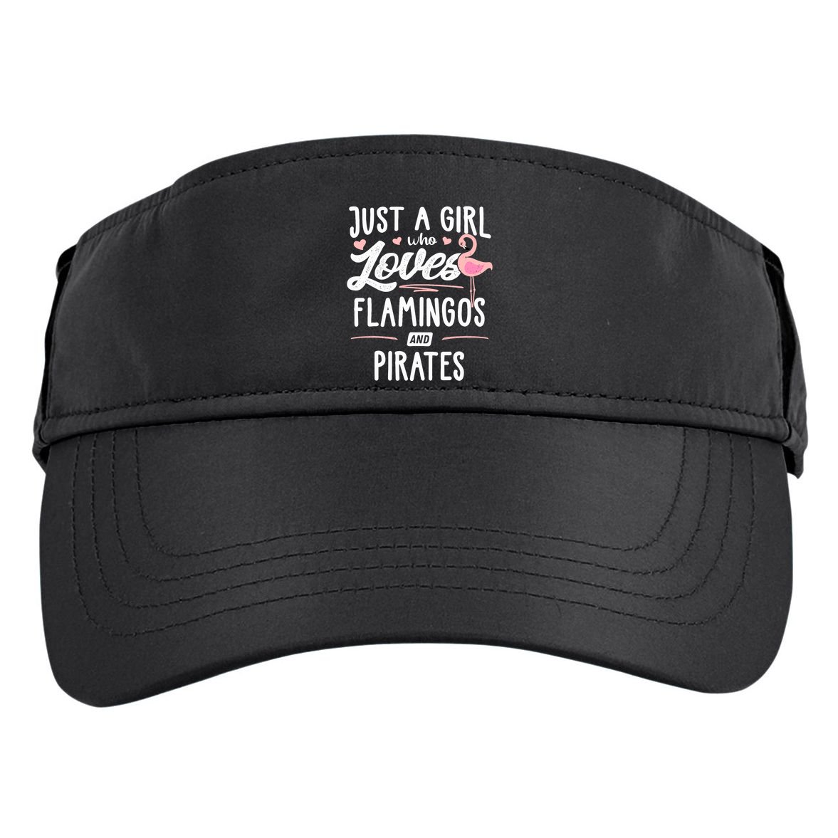 Just A Girl Who Loves Flamingos And Pirates Gift Flamingo Adult Drive Performance Visor