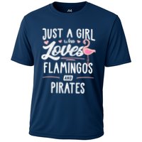 Just A Girl Who Loves Flamingos And Pirates Gift Flamingo Cooling Performance Crew T-Shirt