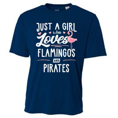 Just A Girl Who Loves Flamingos And Pirates Gift Flamingo Cooling Performance Crew T-Shirt