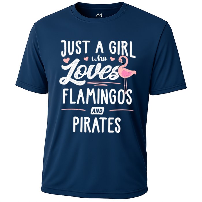 Just A Girl Who Loves Flamingos And Pirates Gift Flamingo Cooling Performance Crew T-Shirt