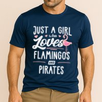 Just A Girl Who Loves Flamingos And Pirates Gift Flamingo Cooling Performance Crew T-Shirt