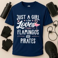Just A Girl Who Loves Flamingos And Pirates Gift Flamingo Cooling Performance Crew T-Shirt